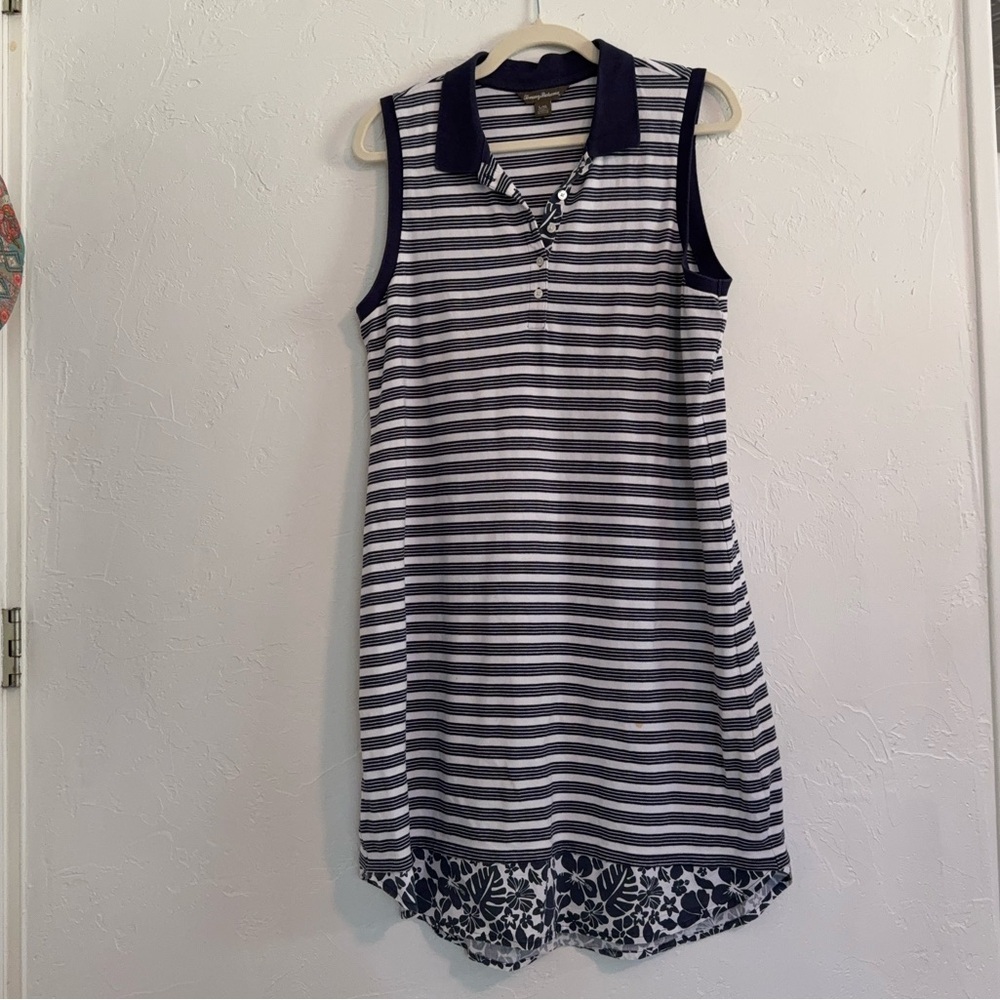 Tommy Bahama Striped Sleeveless Polo Dress Size L